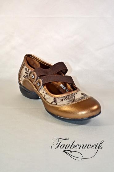 Dance Sneaker TW0001DS - Damen Dance Sneaker Echtleder flexible Sohle Kupferfarbe Blumendruck 2