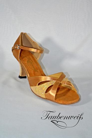 Lateinschuh TW0007LA - Damen Latein Tanzschuh elegant hautfarben glitter Fersenriemchen 2
