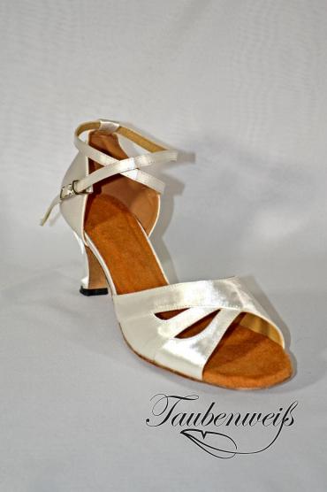 Lateinschuh TW0017LA - Damen Latein Tanzschuh elegant weißer Satin Fersenriemchen überkreuz 2