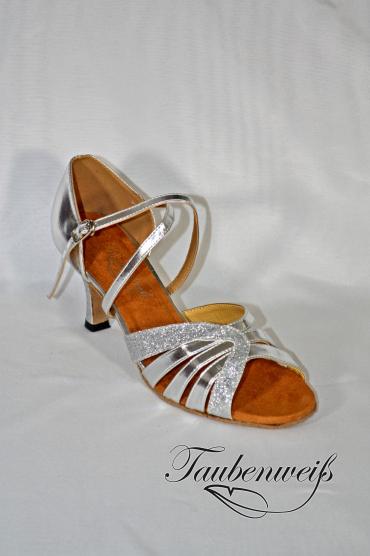 Lateinschuh TW0023LA - Damen Latein Tanzschuh Salsa silber Kreuzristriemchen 2