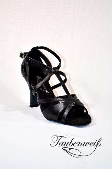 Lateinschuh TW0027LA - Damen Latein Tanzschuh zehenoffen elegant T-Steg schwarz Riemchen 2