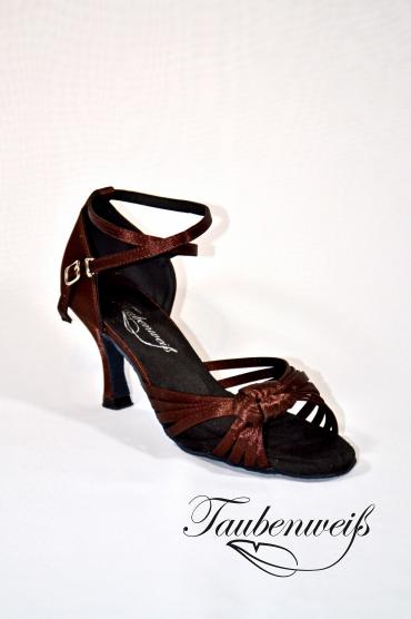 Lateinschuh TW0029LA - Damen Latein Tanzschuh Sandalette Satin schoko Riemchen Salsa 2
