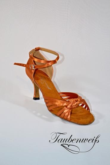 Lateinschuh TW0044LA - Damen Latein Tanzschuh Sandalette Satin Hautfarbe Riemchen Salsa 2
