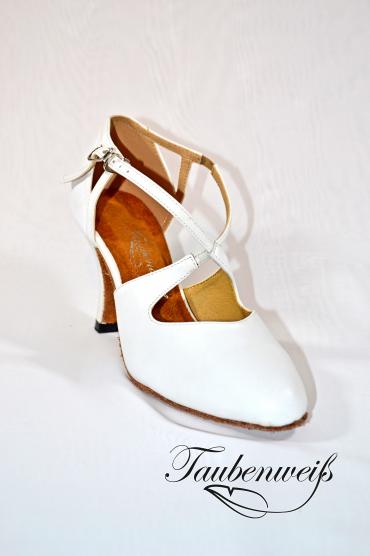 Lateinschuh TW0049LA - Damen Echtleder Latein Tanzschuh Pumps Tango Kreuzristriemchen weiß 2