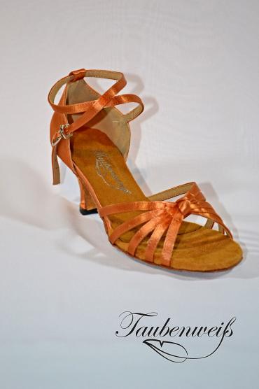 Lateinschuh TW0056LA - Damen Latein Tanzschuh Sandalette Satin Hautfarbe Riemchen Knoten 2