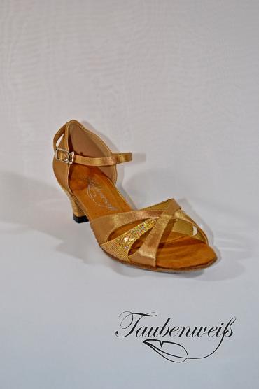 Mädchenschuhe TW0001MA - Mädchenschuhe Tanzen Hautfarbe Glitzer niedriger Absatz 2