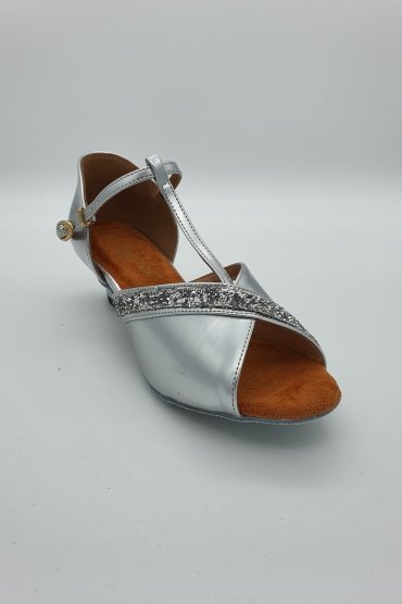 Lateinschuh TW0060LA - Damen Latein Tanzschuh Salsa elegant silber Glitter T-Steg 2