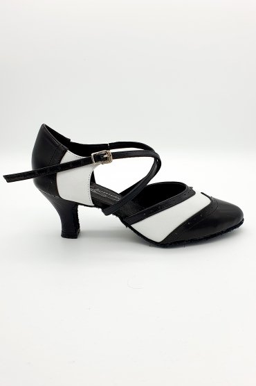 Lateinschuh TW0070LA - Damen Latein Tanzschuh Pumps Tango schwarz/weiß Kreuzristriemchen