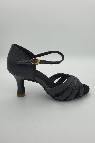 Lateinschuh TW0089LA - Damen Latein Tanzschuhe elegant schwarz Echtleder Fersenriemchen