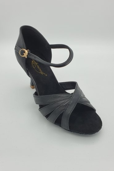 Lateinschuh TW0089LA - Damen Latein Tanzschuhe elegant schwarz Echtleder Fersenriemchen 2