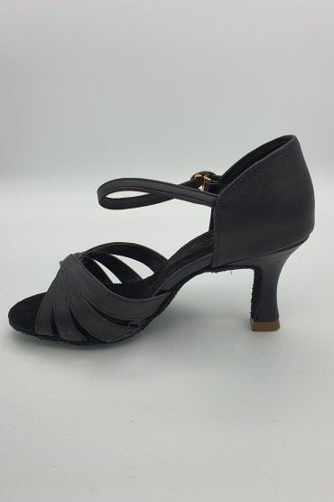 Lateinschuh TW0089LA - Damen Latein Tanzschuhe elegant schwarz Echtleder Fersenriemchen 3