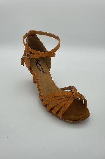 Lateinschuh TW0085LA - Damen Latein Tanzschuh Sandalette Satin Hautfarbe Riemchen Knoten 2
