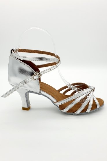 Tanzschuhe D0001LA - Damen Latein Tanzschuh Sandalette silber Salsa Riemchen 