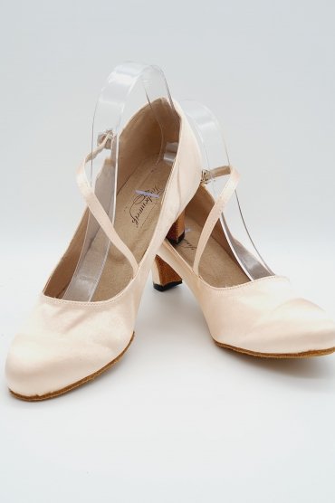 Tanzschuhe D0002ST - Damen Standard Tanzschuh Pumps Tango elegant Satin Ristriemchen 4
