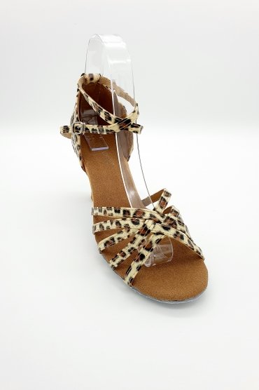 Tanzschuhe D0003LA - Damen Latein Tanzschuh Sandalette leopard Salsa Riemchen 2