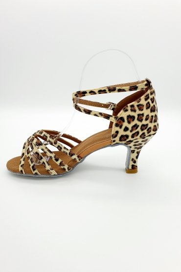 Tanzschuhe D0003LA - Damen Latein Tanzschuh Sandalette leopard Salsa Riemchen 3