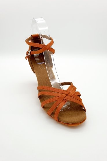 Tanzschuhe D0005LA - Damen Latein Tanzschuh Sandalette Satin hautfarbe Salsa Riemchen 2