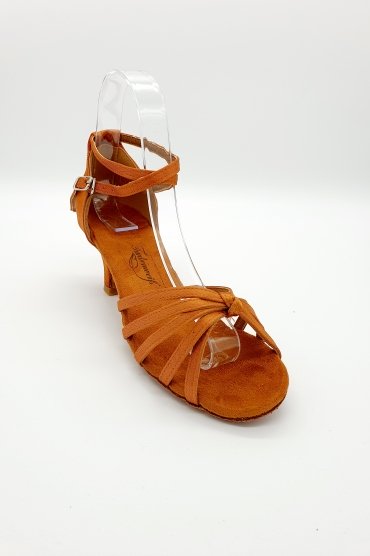 Tanzschuhe D0012LA - Damen Latein Tanzschuh Sandalette Satin Hautfarbe Salsa Riemchen 2