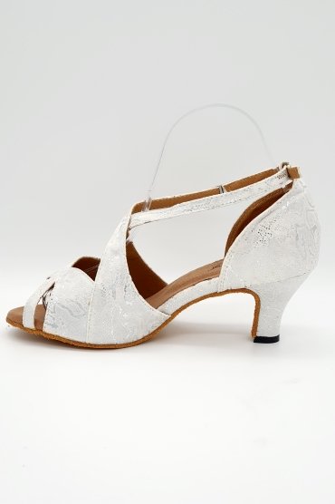 Tanzschuhe D0018LA - Damen Latein Tanzschuh weiß silber Hochzeit Kreuzristriemchen 3