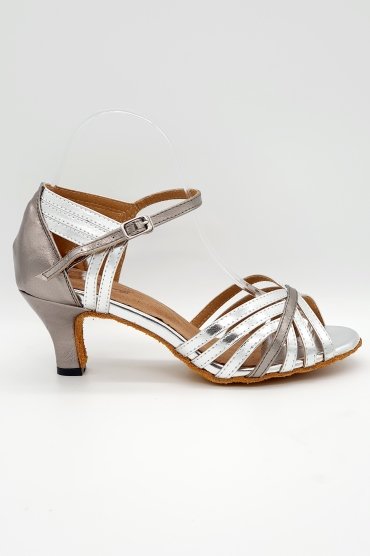 Tanzschuhe D0019LA - Riemchensandalette silber kupfer Salsa Lateintanz Fersenriemchen