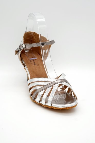 Tanzschuhe D0019LA - Riemchensandalette silber kupfer Salsa Lateintanz Fersenriemchen 2