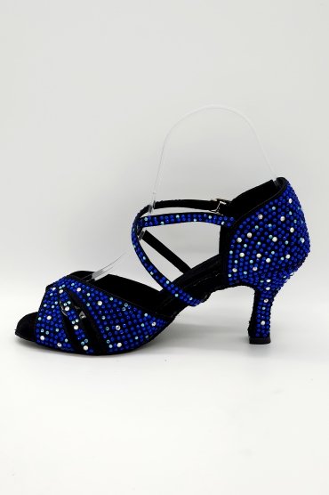 Tanzschuhe D0021LA - Damen Latein Tanzschuh Sandalette Strass glitzer blau Salsa 3
