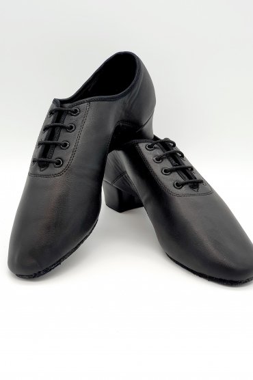 Tanzschuhe H0001LA - Herren Latein Tanzschuh schwarzes Kunstleder Cuban Absatz Ledersohle 4