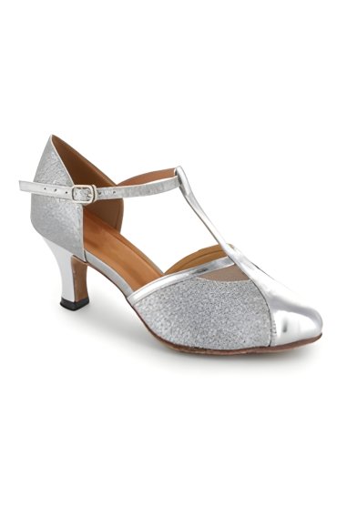 Tanzschuh LA0005TW - Zeitlose Eleganz in Silber mit Silberglitter und Steg für Standard