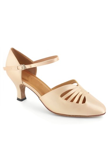 Tanzschuh LA0007TW - Hautfarbener Satin mit eleganten Cut-outs für Standard und Tango