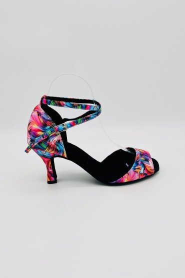 Tanzschuhe D0030LA - Damen Latein Tanzschuh Sandalette Salsa Blumendruck floral bunt