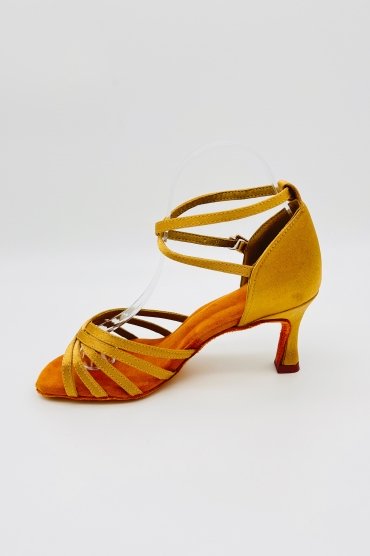 Tanzschuhe D0032LA - Damen Latein Tanzschuh Sandalette Satin beige Salsa Riemchen 3