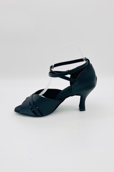 Tanzschuhe D0034LA - Damen Latein Tanzschuhe elegant schwarz Echtleder Fesselriemchen 3