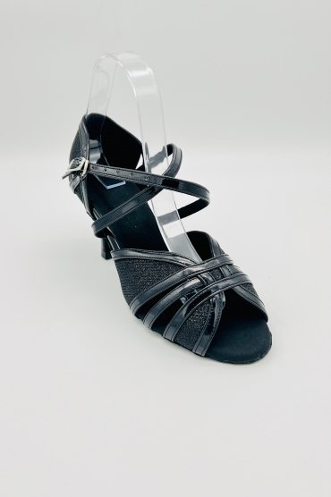 Tanzschuhe D0035LA - Damen Latein Tanzschuhe elegant schwarz Lackleder Fesselriemchen 2