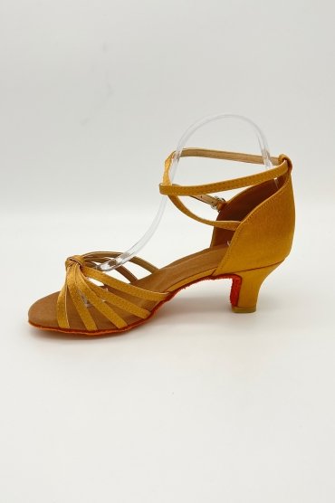 Tanzschuhe D0037LA - Damen Latein Tanzschuh Sandalette Satin beige Salsa Riemchen 3